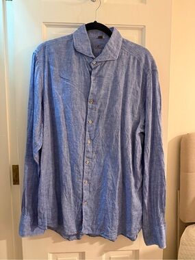 Stenströms BLUE LINEN SHIRT XL (fitted body)